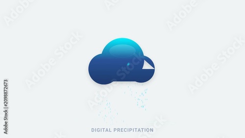 Digital precipitation animation with rain and clouds