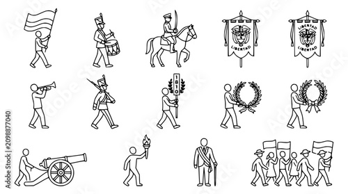 Canvastavla Historical Figures and Symbols - Vector Line Art Collection
