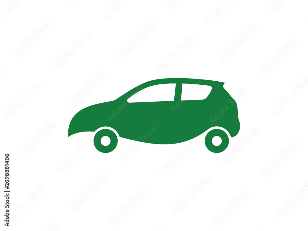 Fototapeta premium Green Leaf Car Icon Eco Friendly Transport Illustration