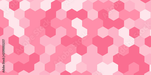 Abstract geometric background with pink hexagon pattern seamless grid design for modern website, banner digital backdrop template pastel tone polygon shapes creative minimal concept texture.