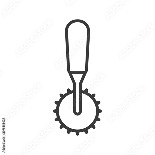 Pastry Wheel Cutter Icon - Simple Line Art of a Dough Slicer Tool