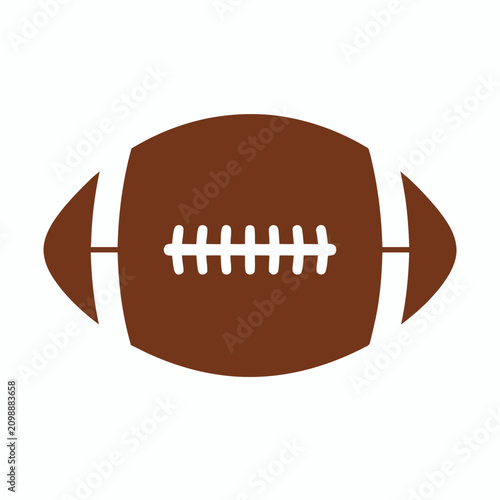 American football, brown ball with white laces, isolated on white background