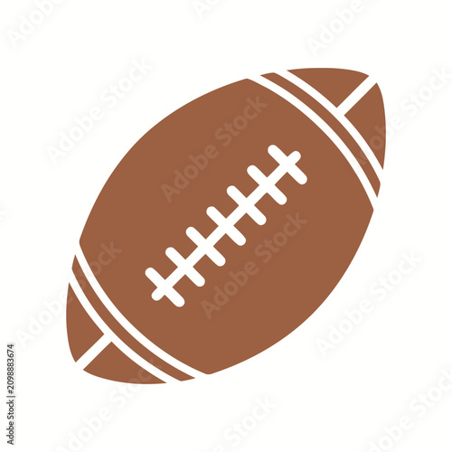 American Football Ball Icon - Simple Brown Leather Graphic