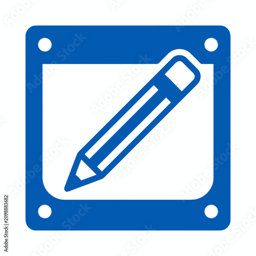Blue Pencil Icon on White Background - Symbol for Writing, Editing, and Creativity