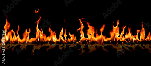 Konstfotografi Fire flames on abstract art black background