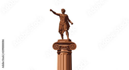 Bild auf Leinwand Roman Statue of Emperor on Classical Column Isolated