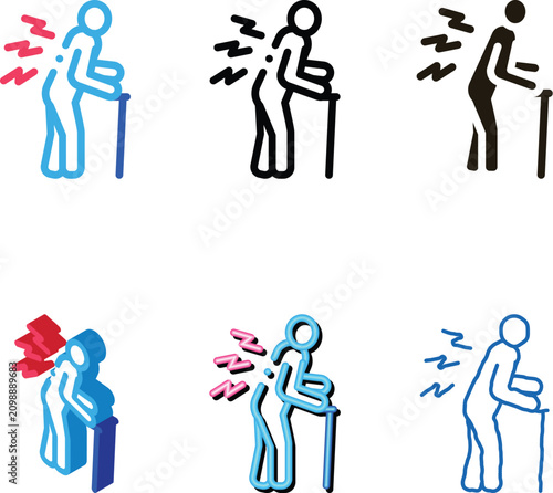 Foto simplified senile arthritis of back icon vector