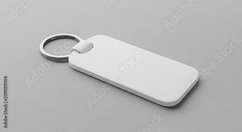 White keychain with grey background color for mockup template