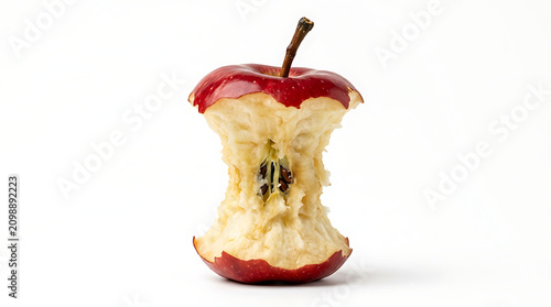 Red apple core with seeds on white background fruit 3