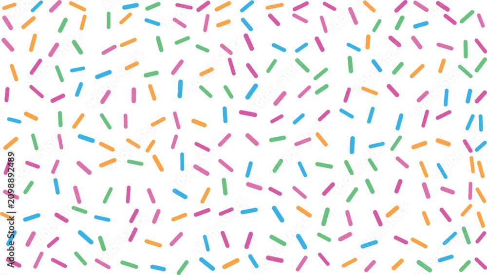 Fototapeta premium A joyful array of bright yellow, blue, pink, and purple sprinkles creates a lively repeating design on white