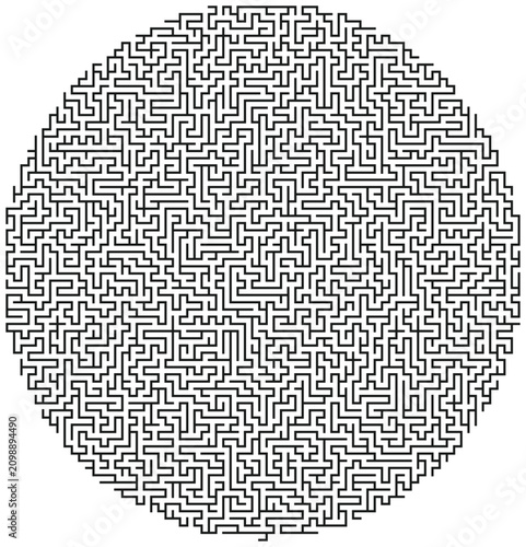 Round circle maze labyrinth vector illustration for cognitive practice.