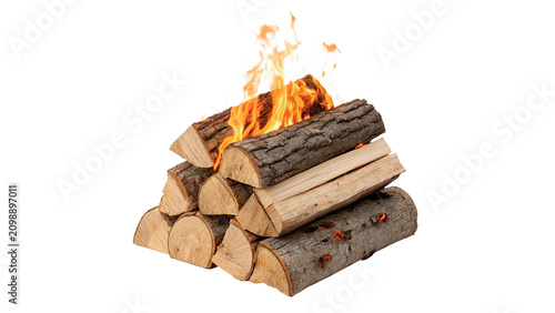 Foto Burning campfire logs bonfire with realistic flames and smoke isolated on transp