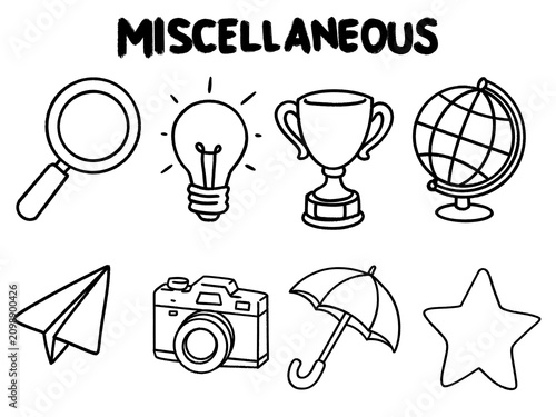 Canvas-taulu Hand drawn miscellaneous doodle icons set with transparent background