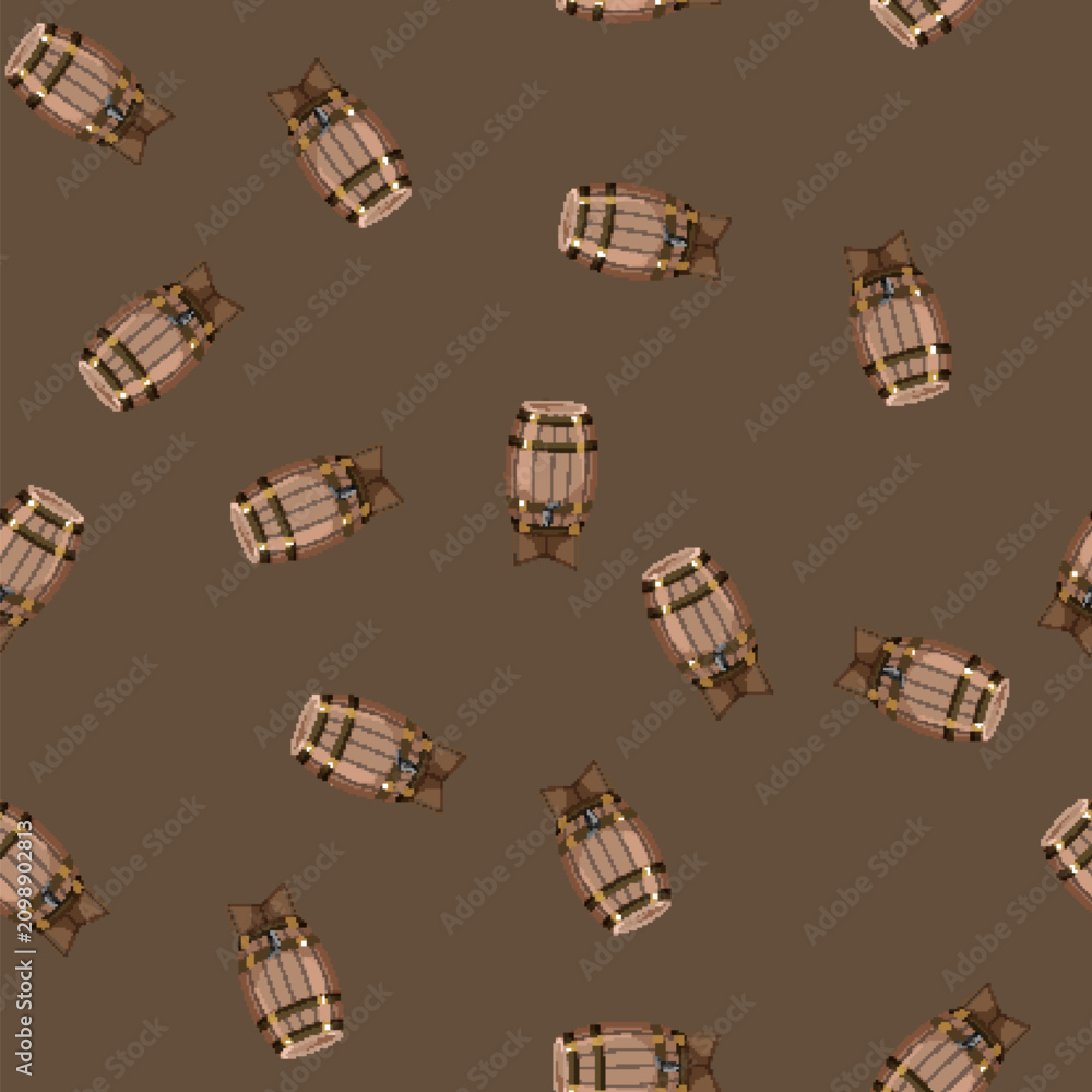 Obraz premium seamless pattern vintage barrel wine cartoon. vintage barrel wine sign vector