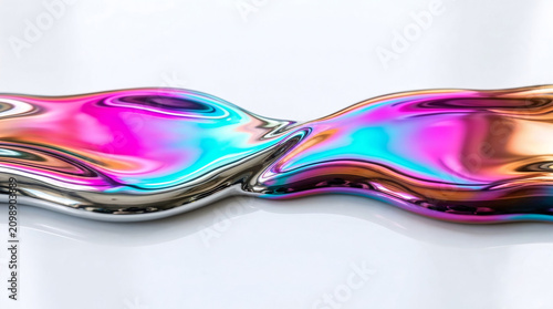 Abstract flowing liquid metal with vibrant iridescent reflections.