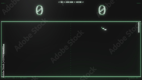 Cuadro en lienzo Classic ascii pong rally unfolds across a wide neon court with live ball speed a