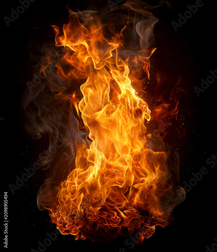 Foto Realistic Fire Flames Isolated on Black Background