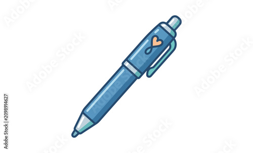 Blue Retractable Pen Vector Illustration