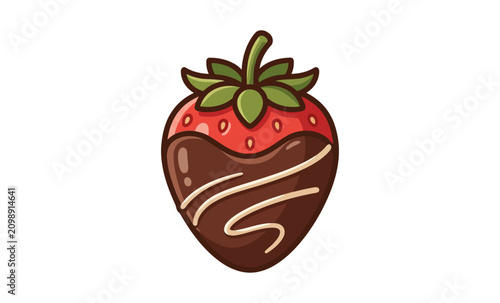 Chocolate Covered Strawberry Vector Illustration