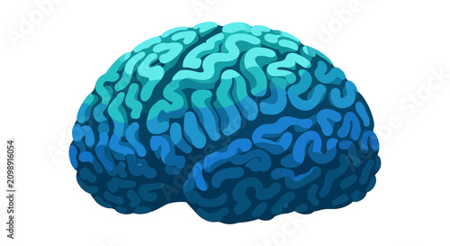 Foto Abstract Blue Brain Illustration - Medical, Science, and Mind Concept