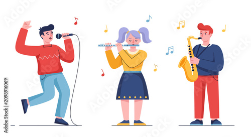 Photography Group of jazz music performing on the stage, vector illustration design
