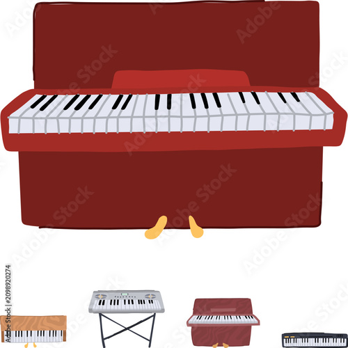 Obraz na plátně Diverse collection of keyboard instruments illustrates various musical devices,