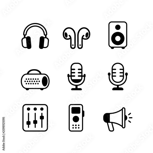 Foto Audio Equipment and Sound Recording Outline Icons
