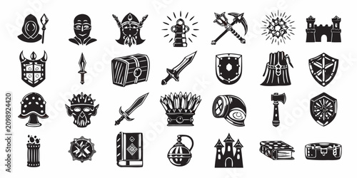 Photos Fantasy Rpg Icons Collection Black Silhouette Style On White Background
