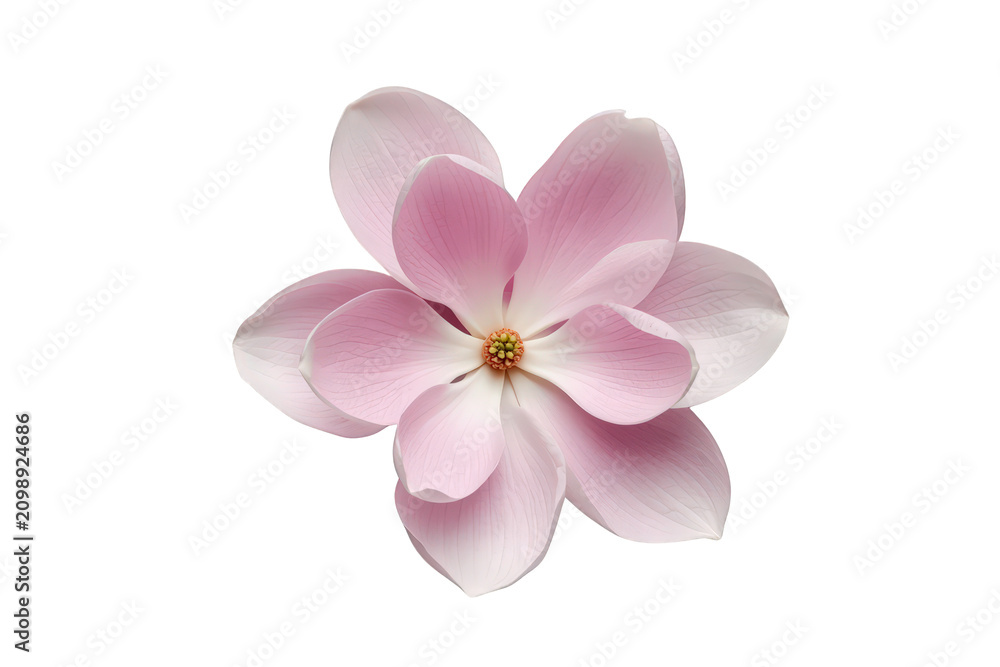 Obraz premium Blooming pink magnolia flower isolated on transparent background, showcasing spring nature and floral beauty