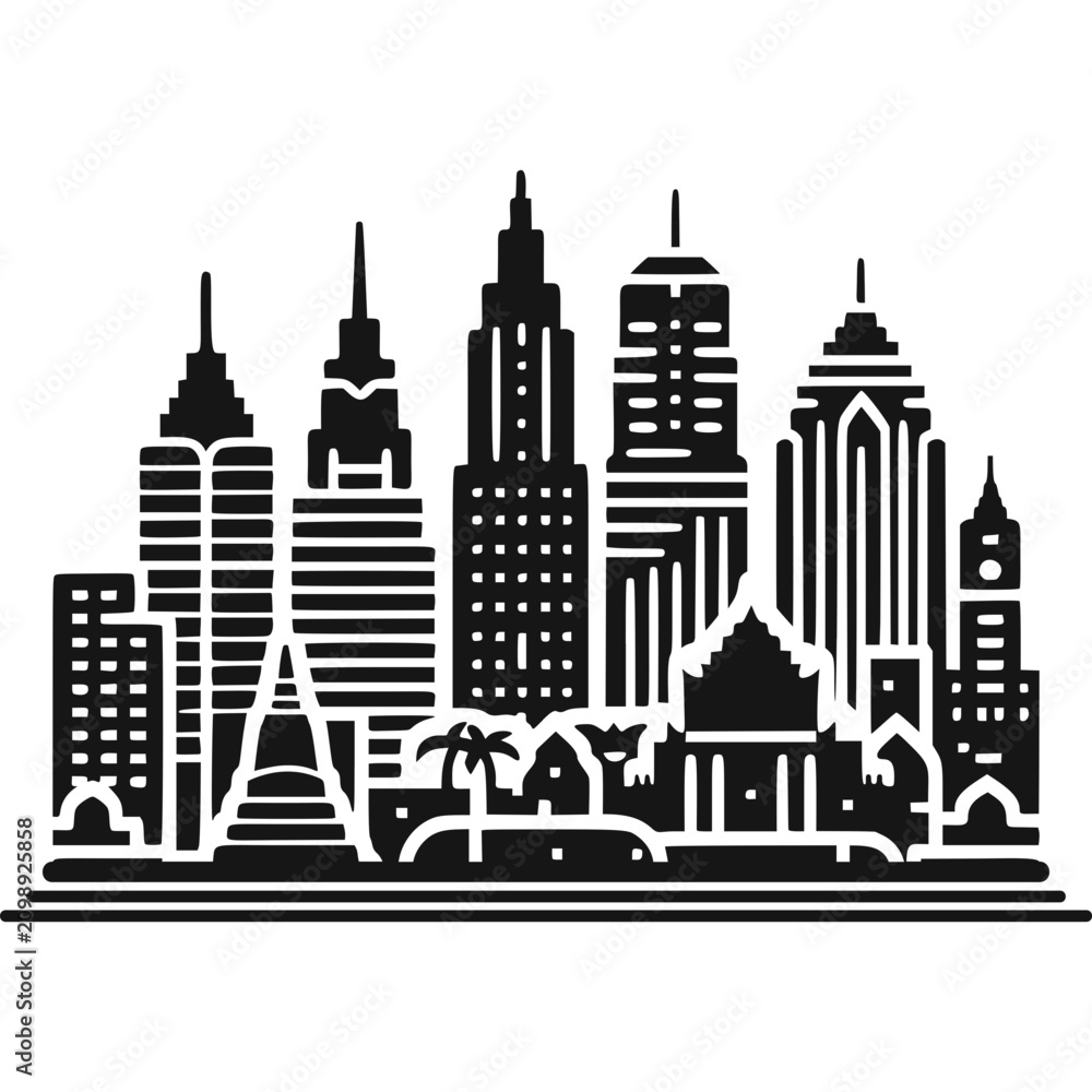 Fototapeta premium Bangkok Skyline Icon Vector