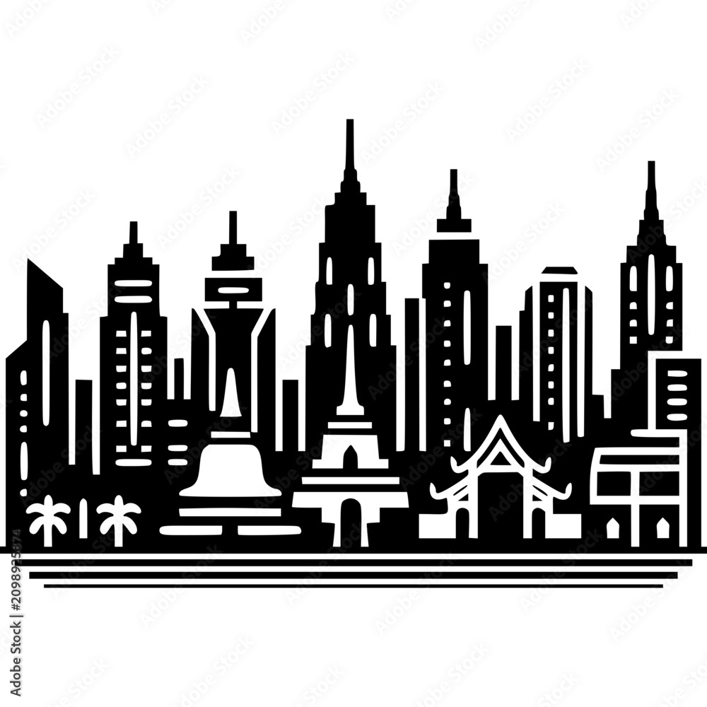 Fototapeta premium Bangkok Skyline Icon Vector