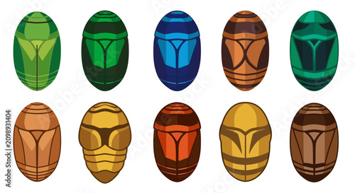 Canvastavla Set of Colorful Stylized Beetle Pupa Icons