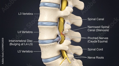 A medical of the human lumbar spine showing a bulging intervertebral disc at the l4-l5 ad social media download medical thambnail template event festive festival 2026 2027 2028
