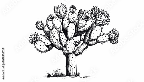 Foto Detailed illustration of a cactus plant.