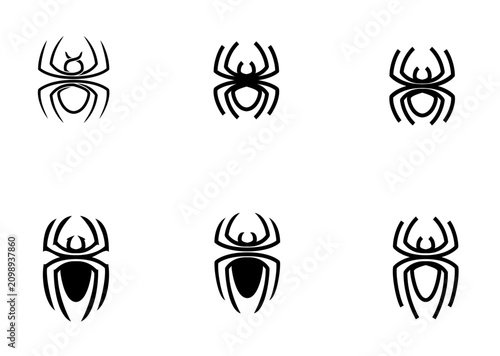 Schilderij op canvas Minimalist Spider Logos Vector Icons Set for Modern Graphic Design and Branding