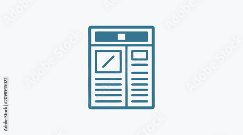 Photos Minimalist Blue Newspaper Icon - Newsletter and News Publication Line Art Vector