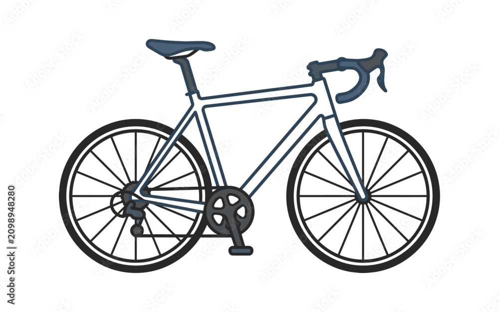 Fototapeta premium Road Bicycle Flat Vector Illustration