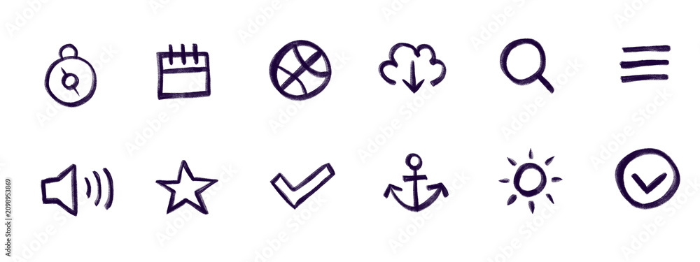 Fototapeta premium Set of flat colorful business and lifestyle icons in circle isolated on transparent background