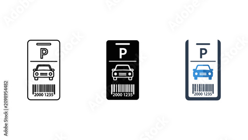Tableau sur toile Car parking ticket icon with barcode transport transportation automotive locatio