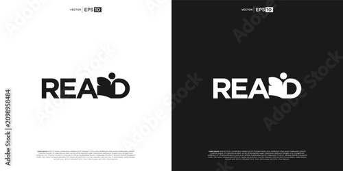 Foto Read word logo with book and person icon 1.