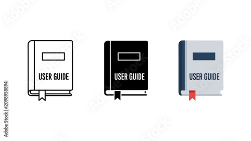 Bild auf Leinwand User guide book vector icon set with reference handbook instruction document edu