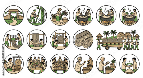Traditional Village Life and Craftsmanship: Bamboo Harvesting to Community Gathering
