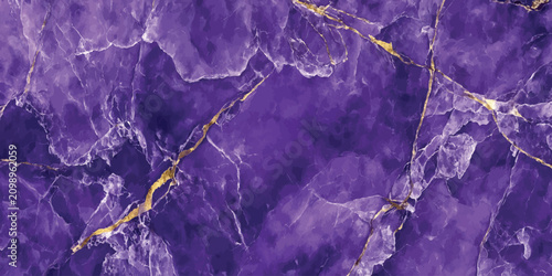 Bild auf Leinwand Luxurious purple marble slab texture with golden veins background interior archi