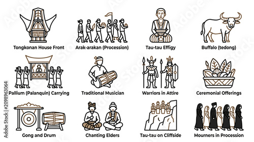 Obraz na plátně Torajan Culture Icons: Traditional Life, Rituals, and Symbols of Indonesia