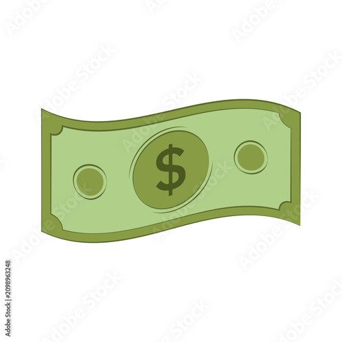 Flat vector dollar bill isolated on white. Money, cash, finance, banking and payment concept for business and economic design