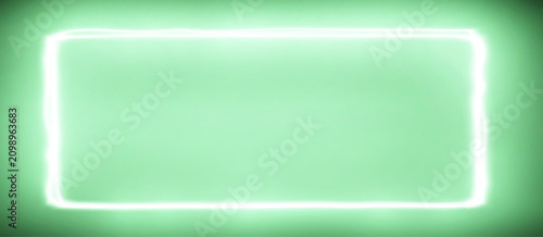 фотографія Glowing neon green rectangle frame banner background with copy space