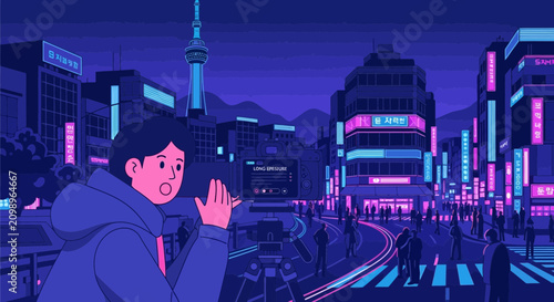 Young woman with glowing futuristic cyberpunk aesthetic portrait.