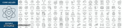 Fotografie Core Values icon collection set. Editable stroke.