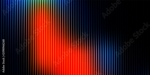 Amber and cyan light streaks on dark ribbed backdrop