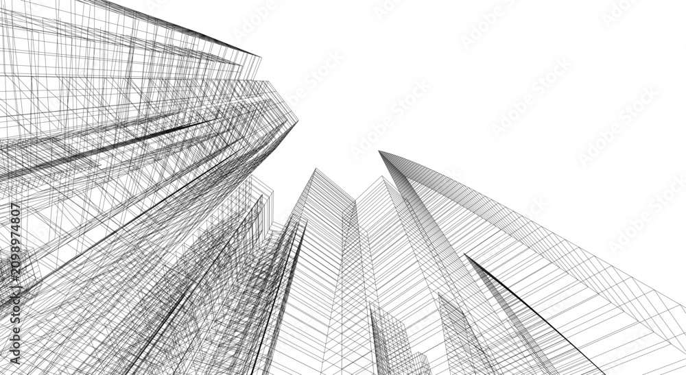 Fototapeta premium architectural building abstract vector illustration 